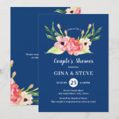 Invitation Aquarelle couleur orange rose marine Douche du cou (Devant / Derrière)