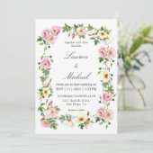 Invitation Aquarelle couleur rose blanche personnalisée Maria (Debout devant)