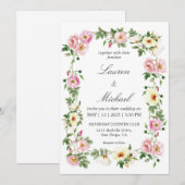 Invitation Aquarelle couleur rose blanche personnalisée Maria (Devant / Derrière)