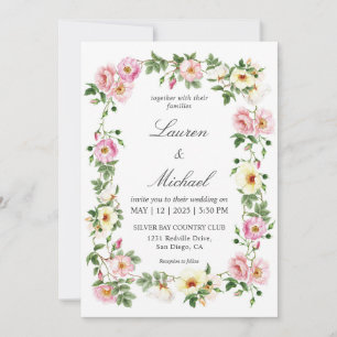 Invitation Aquarelle couleur rose blanche personnalisée Maria