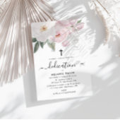 Invitation aquarelle couleur rose et blanc dédicace florale