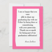 Invitation Aquarelle couleur rose et blanc Photo Graduati (Dos)