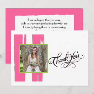 Invitation Aquarelle couleur rose et blanc Photo Graduati