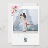 Invitation Aquarelle couleur rose pâle Mariage photo floral (Dos)