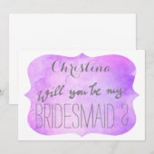 Invitation Aquarelle couleur rose violet blanc (Devant / Derrière)