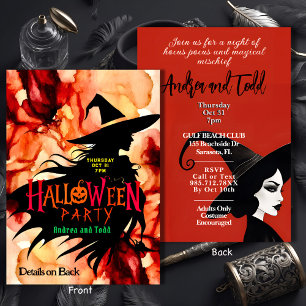Invitation Aquarelle couleur Silhouette couleur Halloween