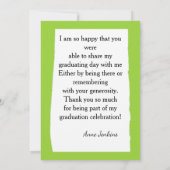 Invitation Aquarelle couleur verte et blanche Photo Graduati (Dos)