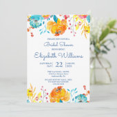 Invitation Aquarelle couleur vive Fête des mariées florale (Debout devant)