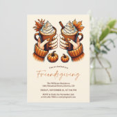 Invitation Aquarelle Couleurs de chute Citrouille Épices (Debout devant)