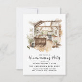 Invitation Aquarelle Country Cuisine Fête de Chauffage (Devant)