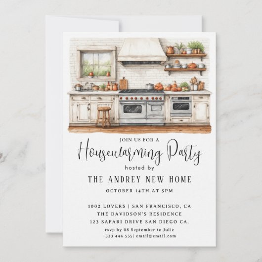 Invitation Aquarelle Country Kitchen (Devant)
