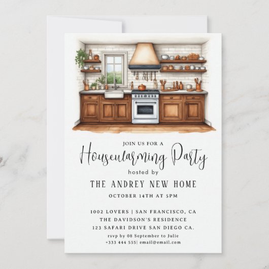 Invitation Aquarelle Country Kitchen (Devant)
