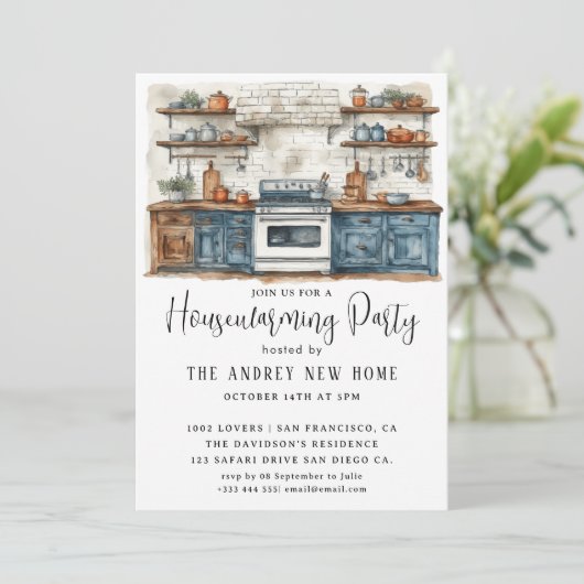 Invitation Aquarelle Country Kitchen (Debout devant)