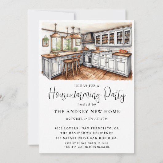 Invitation Aquarelle Country Kitchen (Devant)