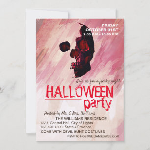 Invitation Aquarelle Crâne rose peint Halloween Art