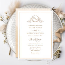 Aquarelle crème beige Mariage monogramme élégant