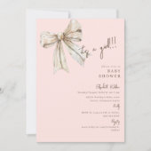 Invitation Aquarelle Crème Bow Rose C'est un Baby shower fill (Devant)