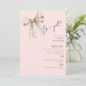 Invitation Aquarelle Crème Bow Rose C'est un Baby shower fill (Debout devant)