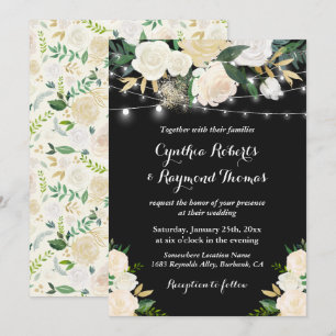 Invitation Aquarelle Crème d'ivoire Floral String Mariage