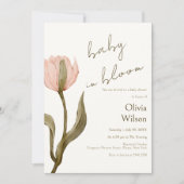 Invitation Aquarelle crème et rose (Devant)
