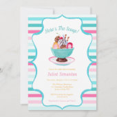 Invitation Aquarelle Crème glacée Baby shower Sundae (Devant)