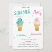 Invitation Aquarelle Crème glacée Étoiles Anniversaire (Devant)