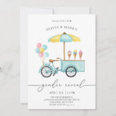 Invitation Aquarelle Crème glacée Panier Baby Genre Revela (Devant)