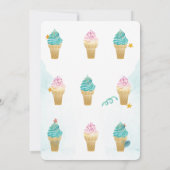 Invitation Aquarelle Crème glacée Vélo Étoiles Anniversaire (Dos)