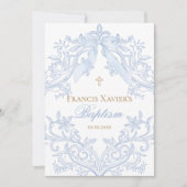 Invitation aquarelle crête bleue Baptême (Devant)