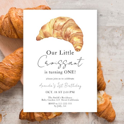 Invitation Aquarelle Croissant 1er Anniversaire