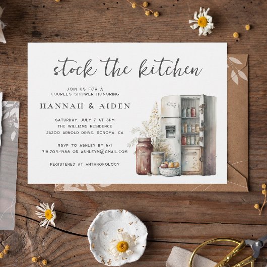 Invitation Aquarelle Cuisine Couple Douche