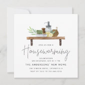 Invitation Aquarelle Cuisine étagère Fête de chauffage domest (Devant)