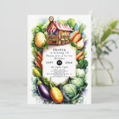 Invitation Aquarelle Cultivée localement Marché des agriculte (Debout devant)