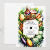 Invitation Aquarelle Cultivée localement Marché des agriculte (Devant / Derrière)