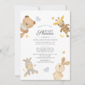 Invitation Aquarelle Cute Animaux Baby shower moderne (Devant)