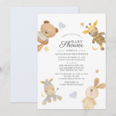 Invitation Aquarelle Cute Animaux Baby shower moderne (Devant / Derrière)