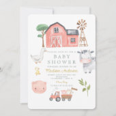 Invitation Aquarelle Cute Animaux de ferme Barnyard Baby show (Devant)