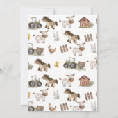 Invitation Aquarelle Cute Animaux de ferme Barnyard Baby show (Dos)