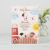 Invitation Aquarelle Cute Animaux de ferme Barnyard Baby show (Debout devant)