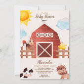 Invitation Aquarelle Cute Animaux de ferme Barnyard Baby show (Devant)
