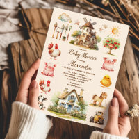 Aquarelle Cute Animaux de ferme Barnyard Baby show