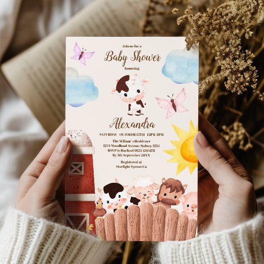 Invitation Aquarelle Cute Animaux de ferme Barnyard Baby show