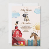 Invitation Aquarelle Cute Animaux de ferme Barnyard Baby show (Devant)