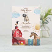 Invitation Aquarelle Cute Animaux de ferme Barnyard Baby show (Debout devant)