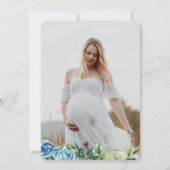 Invitation Aquarelle Cute Bear Blue Boy Baby shower Photo (Dos)