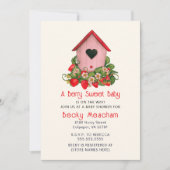 Invitation Aquarelle Cute Birdhouse avec fraises (Devant)