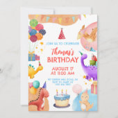 Invitation Aquarelle Cute Dinosaur Anniversaire (Devant)