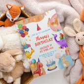 Invitation Aquarelle Cute Dinosaur Anniversaire