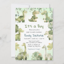 Aquarelle Cute Dinosaur Baby shower Garçon de verd