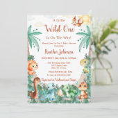 Invitation Aquarelle Cute Dinosaur Boy Baby shower (Debout devant)